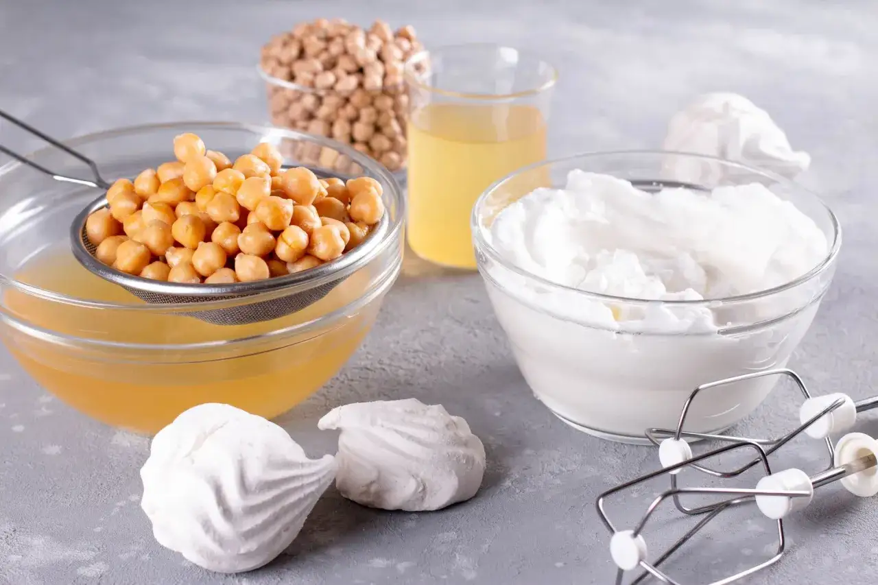 Aquafaba z puszki w misce do ubijania